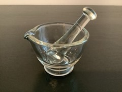 Mortar & Pestle Apothecary Laboratory Clear Glass Made In USA Vintage Pharmacist