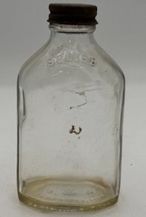 Vtg. Clear Glass SQUIBB 8 Side Medicine Pharmacy DESIGN Bottle USA