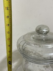 VTG TALL HAND BLOWN GLASS APOTHECARY JAR WITH LID 18”