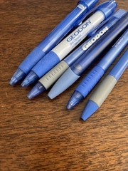 Lot of 6 Geodon Pfizer Medical Drug Rep Pharmaceutical Pens Blue White Gray Grip