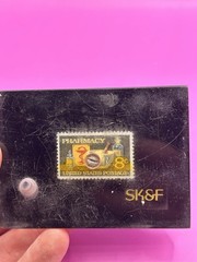 SK&F Liberty Bell Pen Holder Acrylic Paperweight Pharmacy United States Postage