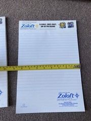 Zoloft 2 Full Size Note Pad Pharmaceutical Drug Rep Collectible Promo Unique 🌞