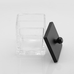 Clear Transparent Hotel Style Apothecary Tempered Glass Canister Jar W/ Matte…