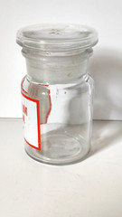 BARBITALUM NATRIUM, Vintage Glass Apothecary Pharmacy Clear Jar, 50 ml, Cap