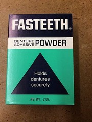 Vintage 1970’s Fasteeth Denture Adhesive Powder Vick NY *New Old Stock* W/Box