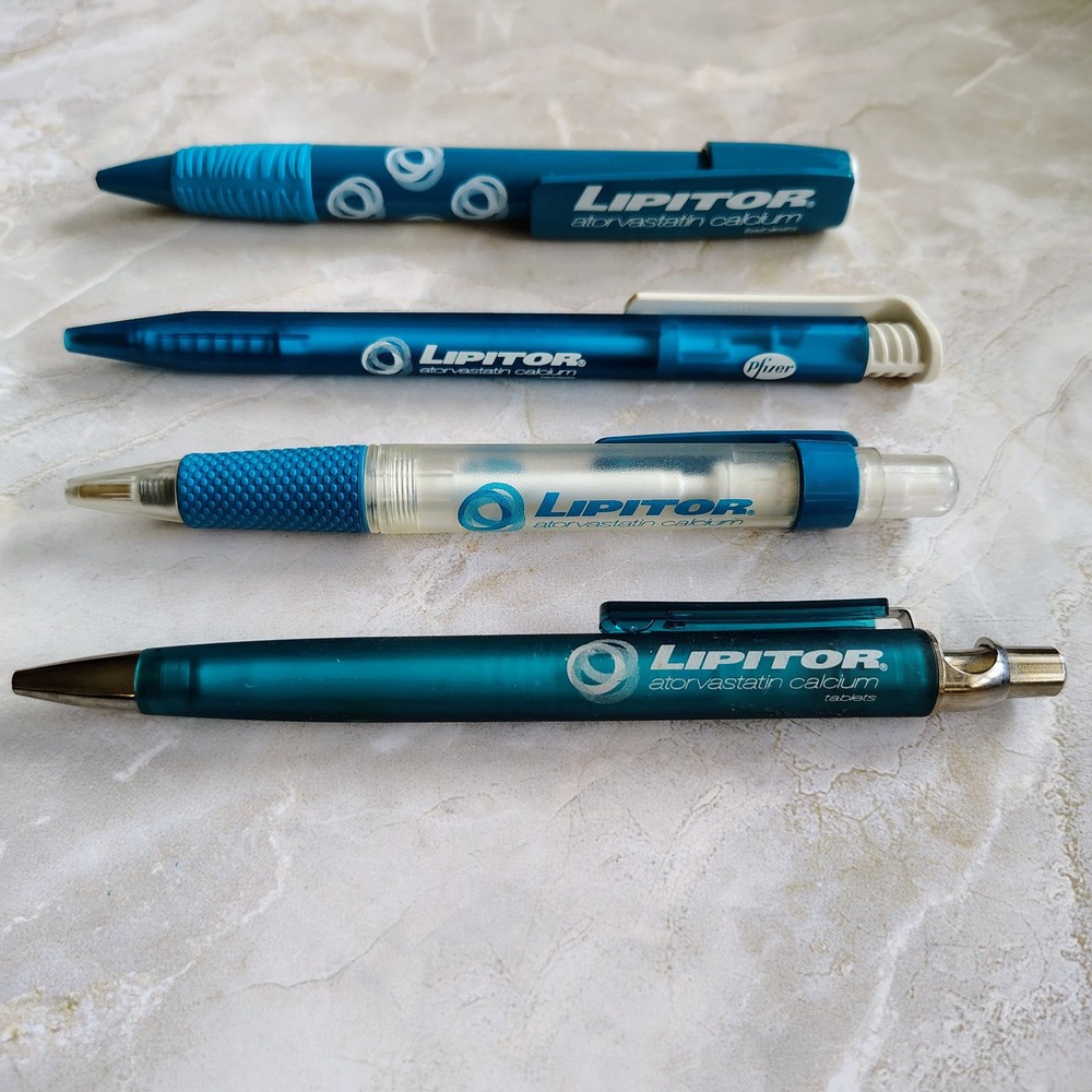 Lot Of 4 Lipitor Pharmaceutical Drug Rep Pens Advertising HTF