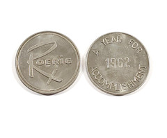 2 Vintage Roerig Pfizer Pharmaceutical 1962 Year Advertising Token