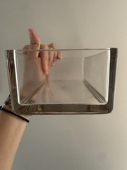 Antique Caulk Clear Glass Covered Box w/ Lid Included, Rectangular