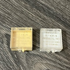 Vintage Hudson Vitamin Products Empty Plastic Pill Box Lot Of 2 Drug Advertising