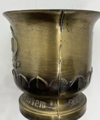 VINTAGE BRASS MORTAR & PESTLE 150TH ANNIVERSARY SCHERING STAMPED W/Orig Booklet