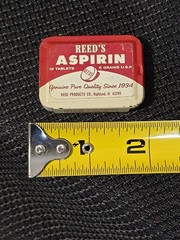 Old Advertising Medicine Tin Reed’s Aspirin Reed Products Highland Illinois