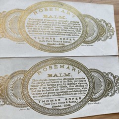 Early 20th c Chemist Paper Labels Rosemary Balm – Thomas Roper of Ross Unused x2