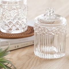 2 Pack Qtip Holder Glass Apothecary Jars with Lids Bathroom Accessories Vanit…