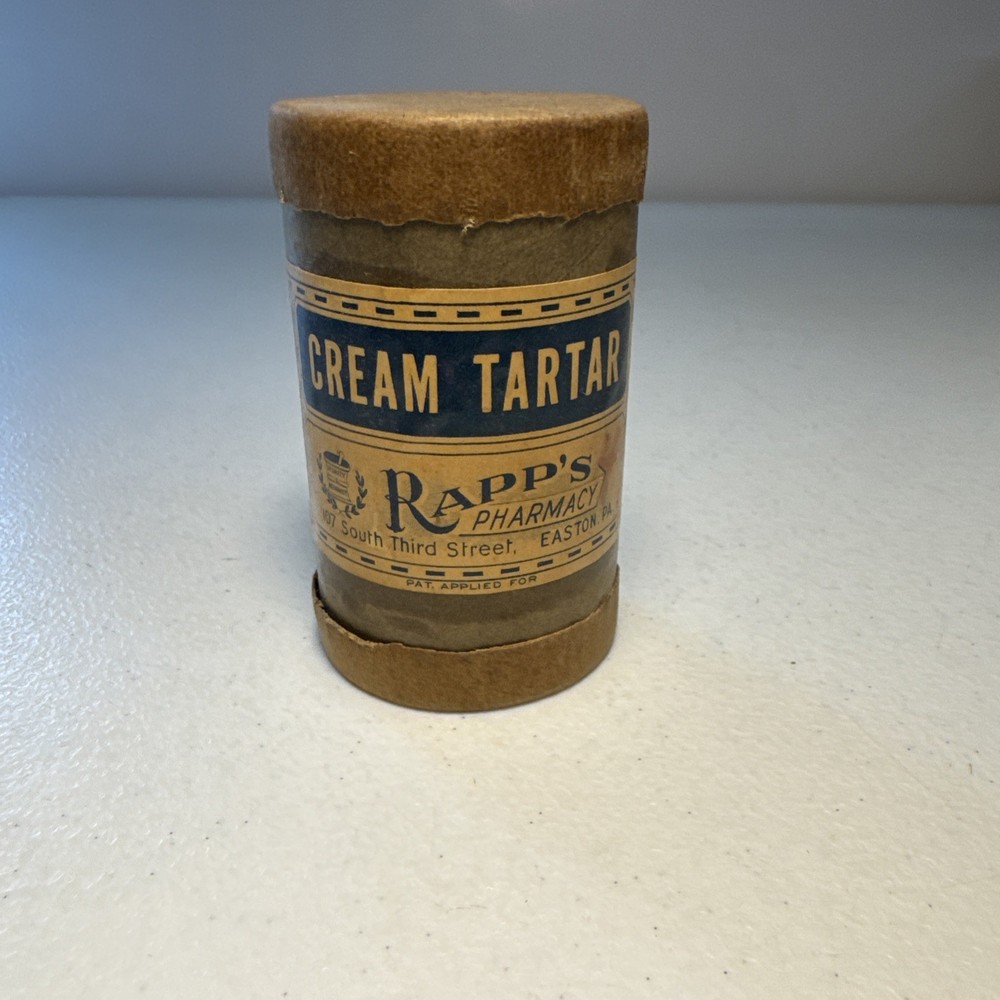 Vintage Rapp’s Pharmacy Easton, PA Cream Tarter Empty Medical Container