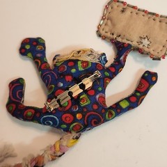 Vintage Hand Made “ Prozac Day “ Cloth Stuffed Goblin Monster Googley Eyes Pin