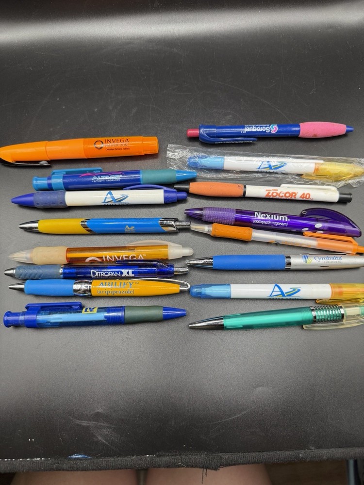 Lot of 16 Drug Rep Pharmaceutical Pens Pharma, Medical Advertising Ballpoint