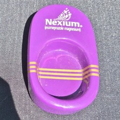 Vtg Pharmaceutical Advertising Branded Purple Ceramic Trinket Dish Tray Promo