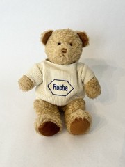 Vintage Roche Pharmaceutical Merch Advertising Teddy Bear Plush Sweater 14” 2000
