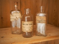 Trio of Vintage / Antique English Apothecary Chemist Bottles (Sold Individually)