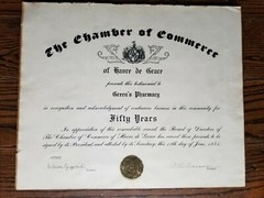 1941 GREEN’S PHARMACY Havre De Grace Maryland Chamber of Commerce 50 Year Award