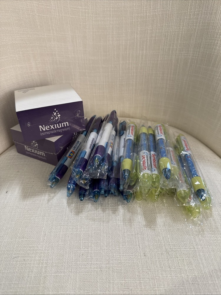 Lot of 30 Promotional pharmaceutical Pens & Notepads – Nexium & Symbicort– New