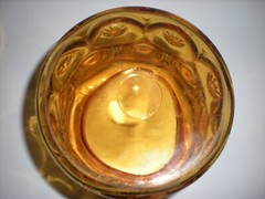 Vintage Amber Yellow Moon & Star Glass Canister Apothecary Jar 7″ LE Smith