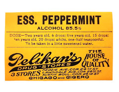 1930s Pelikan Bros Medical Label Ess Of Peppermint Apothecary NOS Unused Antique