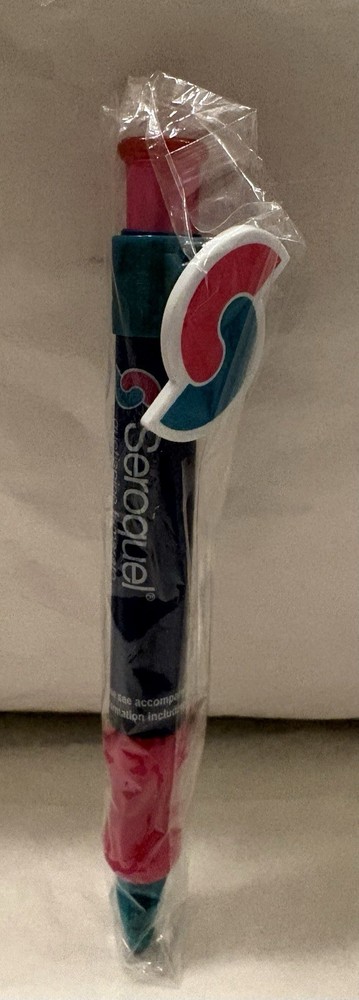 VTG SEROQUEL „S“ LOGO PLASTIC PEN PHARMA PROMO REP LOGO ADVERTISING NEW NOS