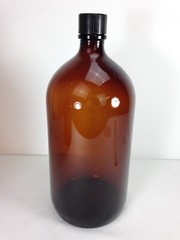 Large VTG Duraglas Apothecary Medicine Bottle (14″H) – Dark Brown Amber Glass
