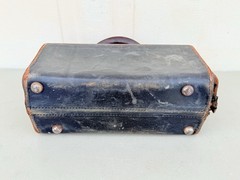 Antique Rare Doctor’s Medicine Kit Leather Travel Bag with Empty Vials