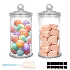 2 Pack Glass Apothecary Jars with Lids, 32oz Clear Bathroom Accessories Canis…