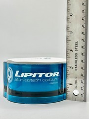 Vintage Lipitor Drug Rep Sticky Note Pad & Blue Acrylic Holder