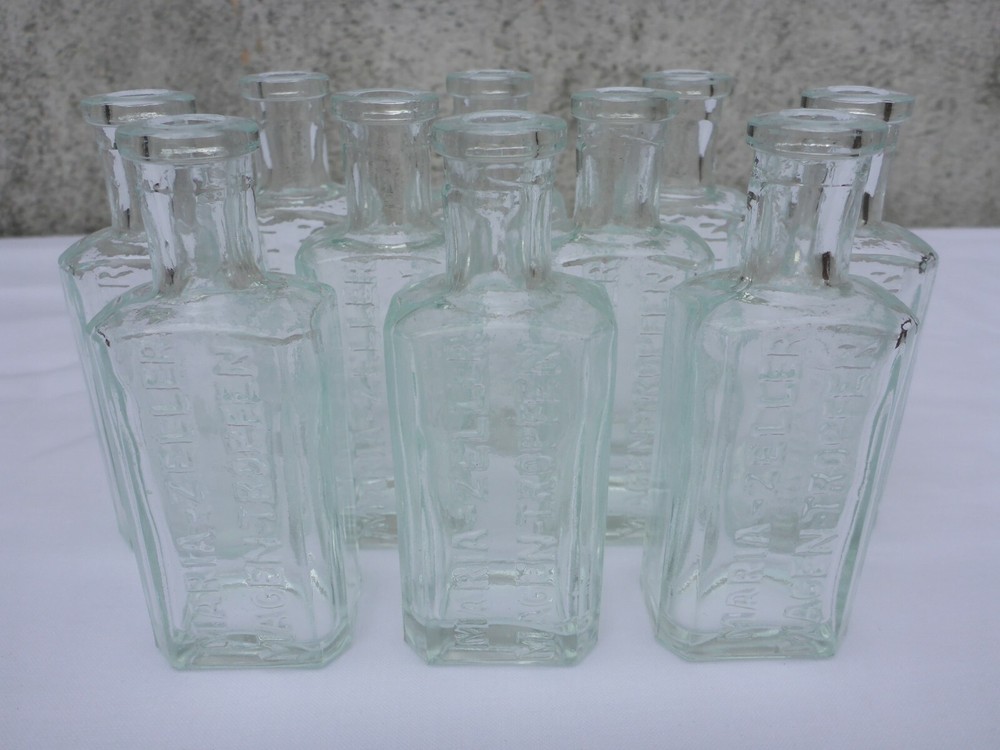 2X Old Small Medicine Glass Pharmacy Apothecary Bottle Maria Zeller Magnet Drops