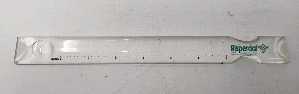 VTG Risperdal Risperidone Drug Rep Swag Hard Plastic Acrylic Magnifying Ruler