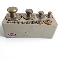 Vintage Ohaus Brass Calibration Weights Set – 13 Pieces with Original Holder