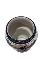 Vintage Italian Ceramic Blue White Apothecary Jar Pharmacy Vase Hand Painted