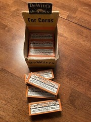 Vintage DeWitt’s For Corns 8 Medicine Bottles circa 20’s-30’s W/ Display Box