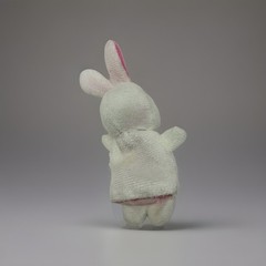 Vintage Bayer Pharmaceutical Company Advertising Logo Bunny finger puppet 4″