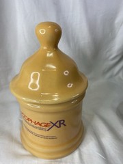 Vtg GLUCOPHAGE XR Pharmaceutical Advertisement Yellow Lidded Urn Apothecary Jar