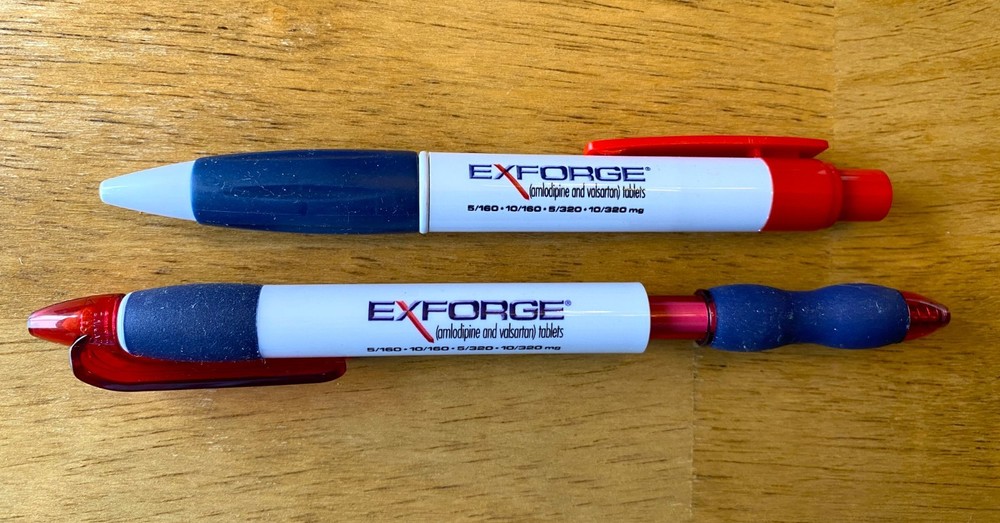 Set of 2 EXFORGE Pharmaceutical Drug Rep Collectible Promotional Pens