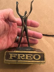 Vintage Bronze Bakelite? Dicarbosil Pharmaceutical Ad Statue Trophy MCM