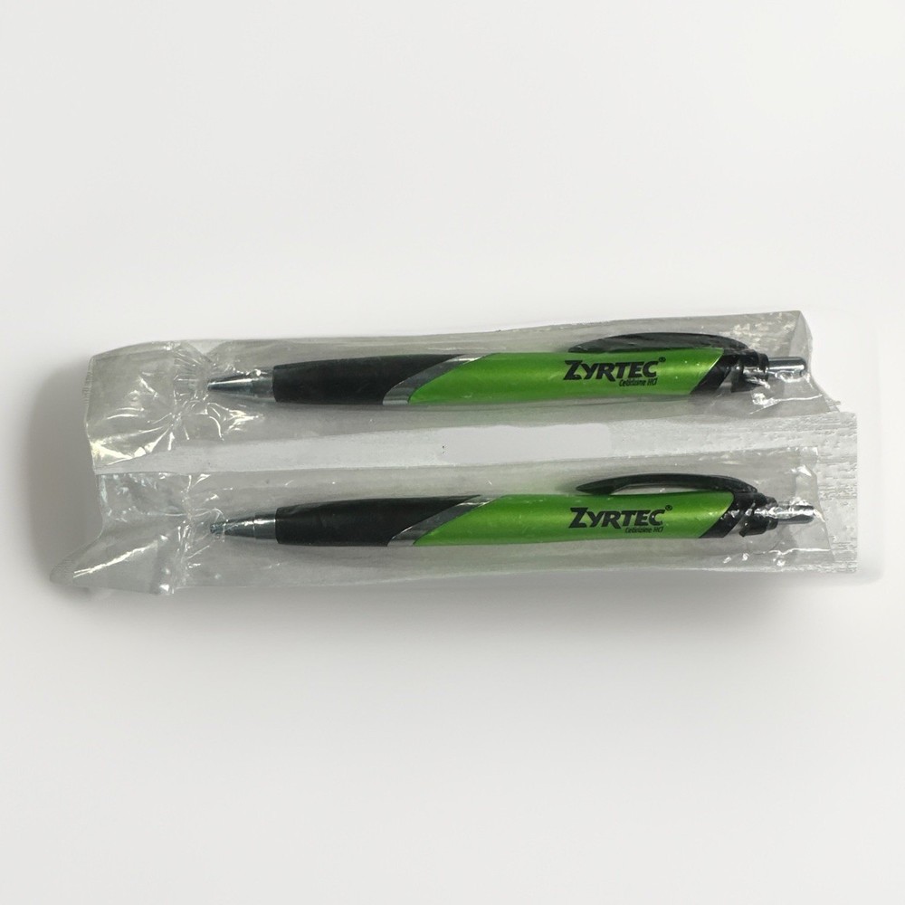 Lot RARE Drug Rep ZYRTEC Green Collectible Pens Advertising New Old Stock Sealed