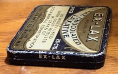 Antique Ex-Lax Tin 1930 Original Chocolate Laxative Pharmacy Medicine RX Medical