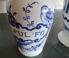 2 Vintage Lilly Pharmaceuticals-Apothecary Jar 1989 Blue/White Pottery Portugal