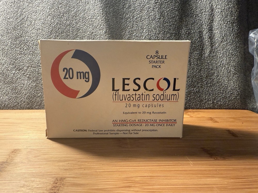 Original LESCOL 20 mg prescription EMPTY BOX ONLY by Sandoz – Pharma /Ephemera