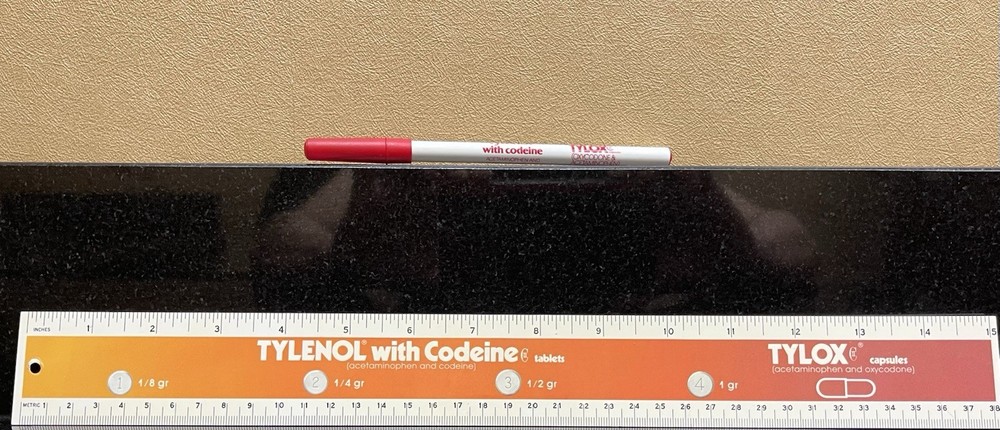 Tylenol with Codeine Tylox 14” Thick Plastic Ruler w/Pen