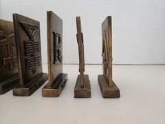 1977-81 Tinactin Apothecary Symbols Bronze Metal Paperweight/Bookends 6 Lot SET