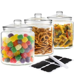 Glass Apothecary Jars – Set Of 3 – 32oz Canisters With Lids – Sugar Container…