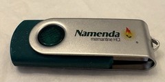 VTG NAMENDA USB FLASH DRIVE + LANYARD SET in METAL TIN PHARMA REP LOGO NEW