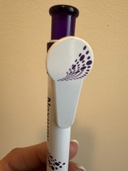 Vtg Nexium Pharmaceutical Drug Rep Black Ink Pen Purple White Soft Grip Works